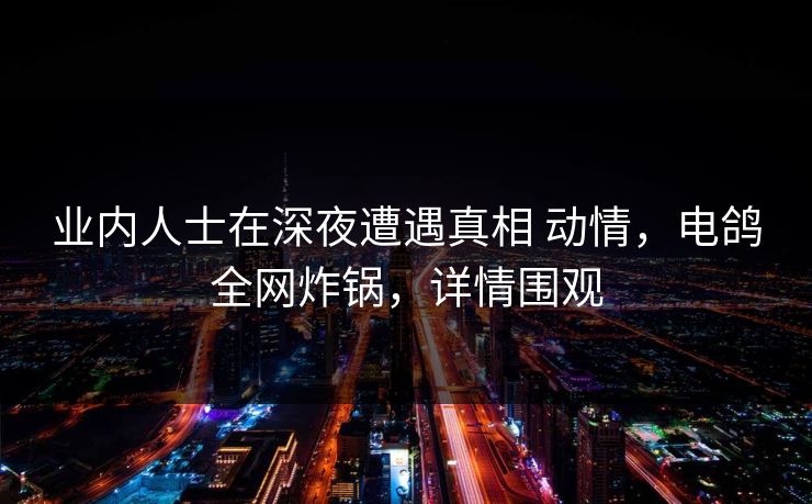 业内人士在深夜遭遇真相 动情，电鸽全网炸锅，详情围观