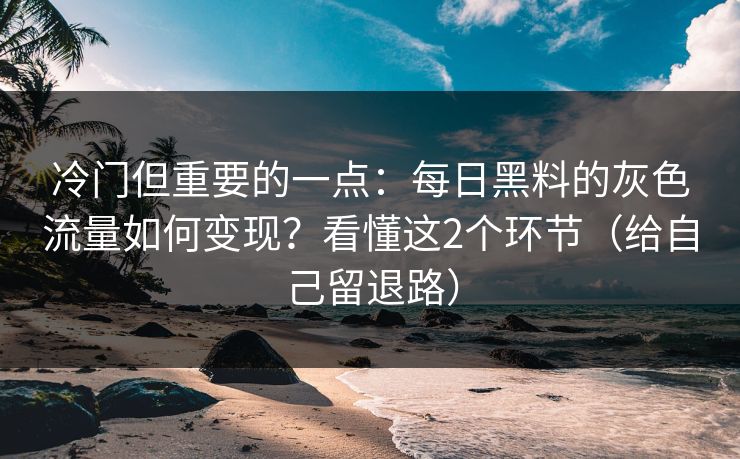 冷门但重要的一点：每日黑料的灰色流量如何变现？看懂这2个环节（给自己留退路）